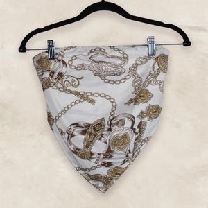 White Bandana Bandeau Gold Chain Link Design